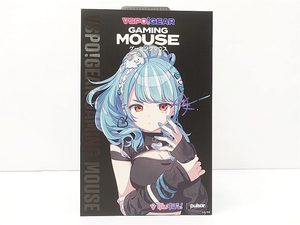 Gaming mouse box featuring an anime girl with blue hair in a black outfit on a black background, VSPO Gear branding visible