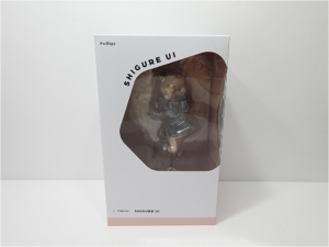 image | Vtuberグッズ買取専門店 Boxed figure packaging with a large window revealing a figure inside; text 'SHIGURE UI' on the box and a pink trim at the bottom.